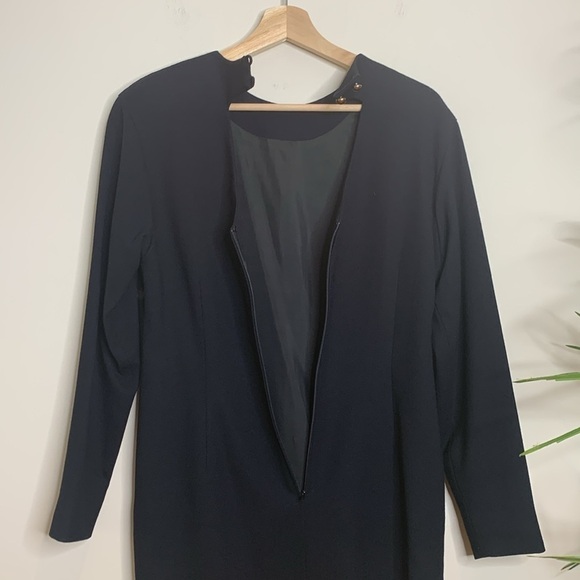 Pearl C | Vintage Black Crepe Wool Lined Long Sleeve Sheath Dress 6 - Picture 17 of 17